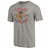 Chicago Blackhawks Rinkside Gray Heritage Tri Blend T-Shirt